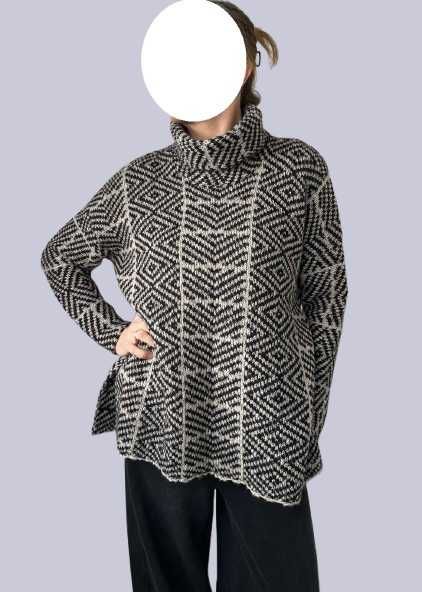 Светр жіночий з чорно-білим орнаментом з високим коміром h&m 46-52