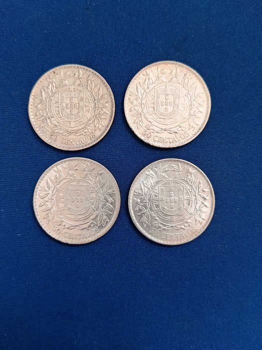 Moedas de 50 Centavos Prata Portuguesa