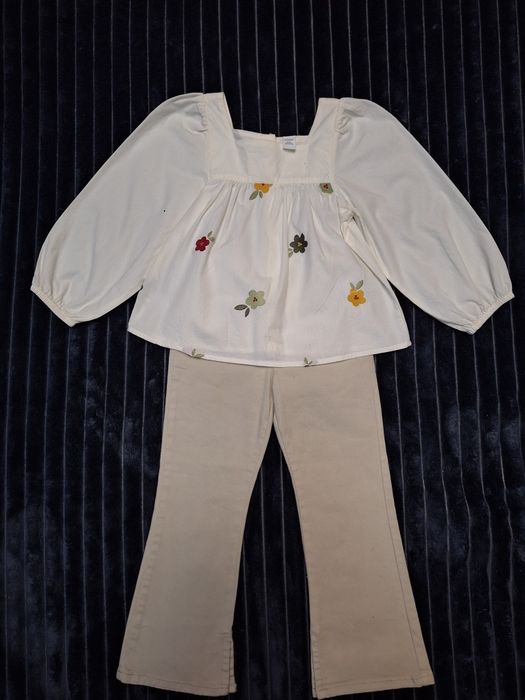 Святковий комплект, блузка, джинси кльош, зара