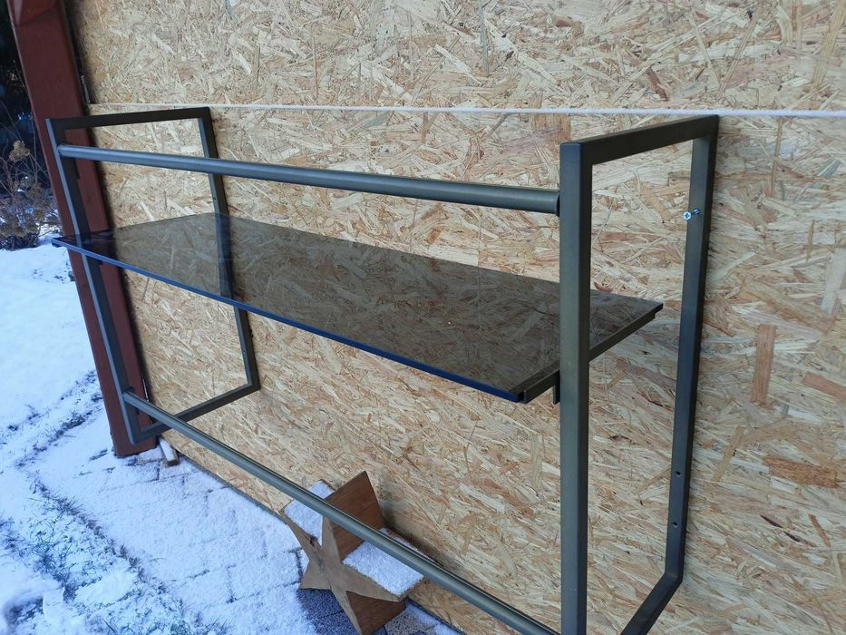 Półka konsola szkło metal wisząca