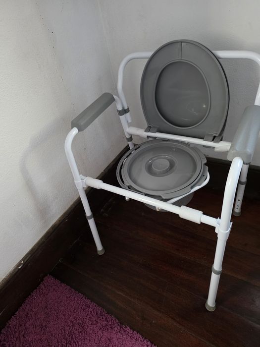 Cadeira sanitaria com braços dobrável