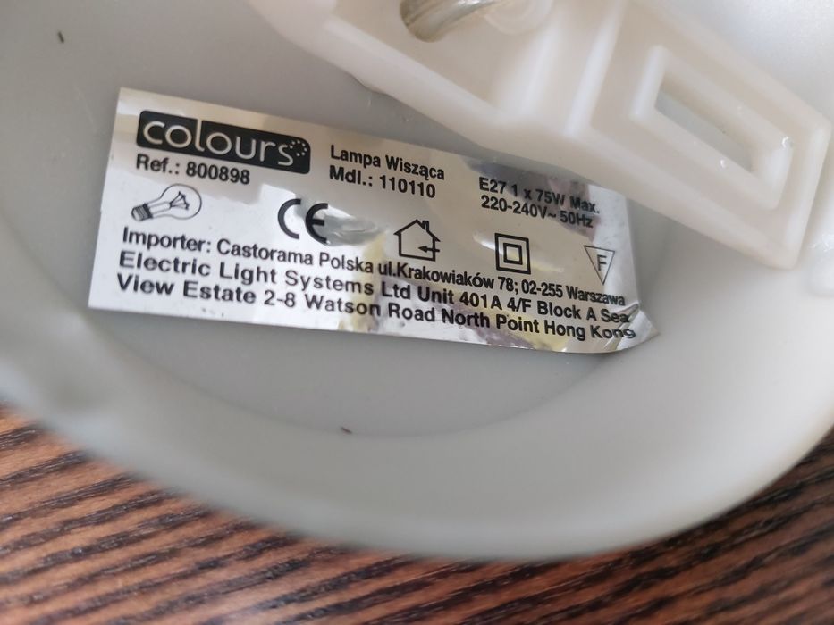 Lampa wisząca, metalowa, biała