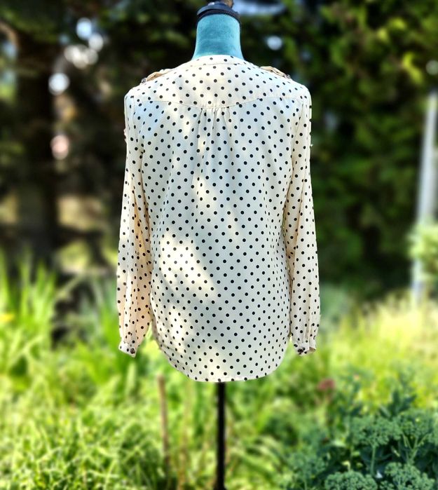 Koszula beżowa w kropki L 40 groszki czarne beż elegancka bluzka
