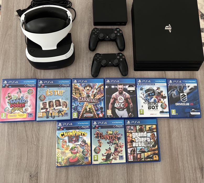 PS4 1TB Pro + Sony VR + 2 Controllers + 9 Games (Selling the Bundle Only)64751966740483123