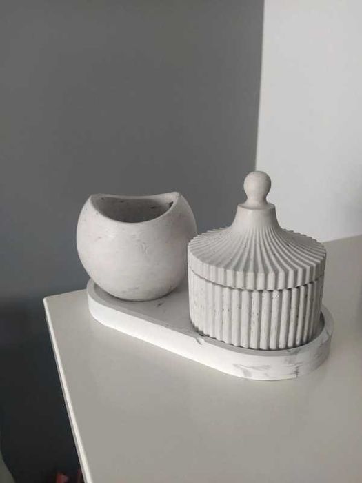 Conjunto de cerâmica cinza claro