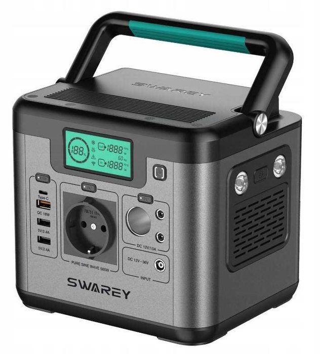 В наявності! Зарядна станція Swarey S500 Pro 518 Вт Резервне живлення
