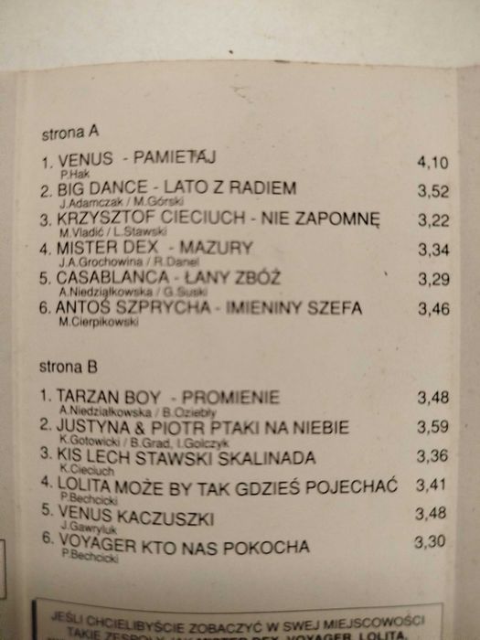 Venus & Przyjaciele kaseta STD Tarzan Boy Voyager Kis Big Dance Lolita