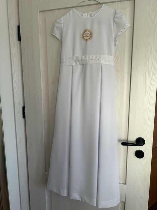 Sukienka alba komunijna + peleryna + torebka r. 134