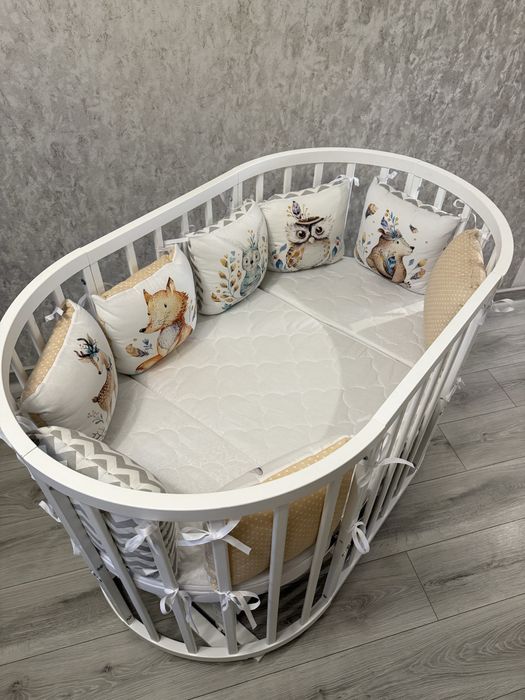 Дитяче ліжечко 8 в 1 білого кольору