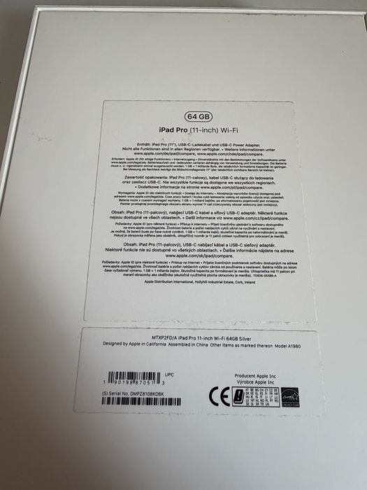 Bateria 94% iPad Pro 11” 1gen 64gb WiFi Silver + Apple Pencil 2gen