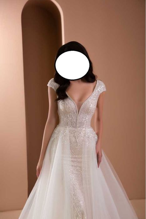 Lanesta Yavanna dla Panny Młodej 160 cm IVORY zdobiona koralikami