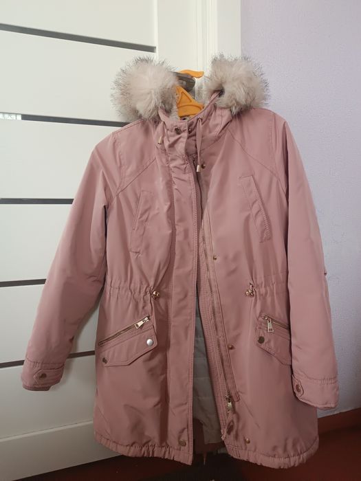 Жіноча зимова парка 46–48, тепла, рожевого кольору