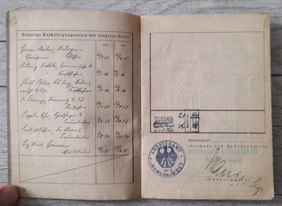 Arbeitsbuch książeczka pracy reich, niemcy rzesza