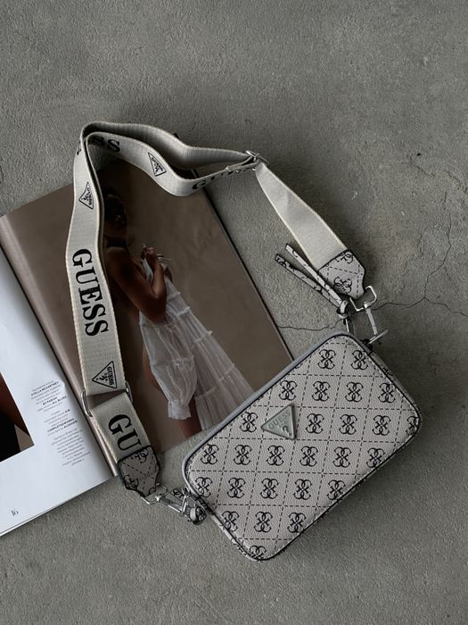 Сумка жіноча Guess 4G кросс-боді Гесс через плече на широкому ремені