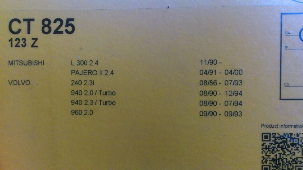 Volvo 940, Mitsubishi l 300, Pajero Contitech СТ 825, 123z, ремень ГРМ
