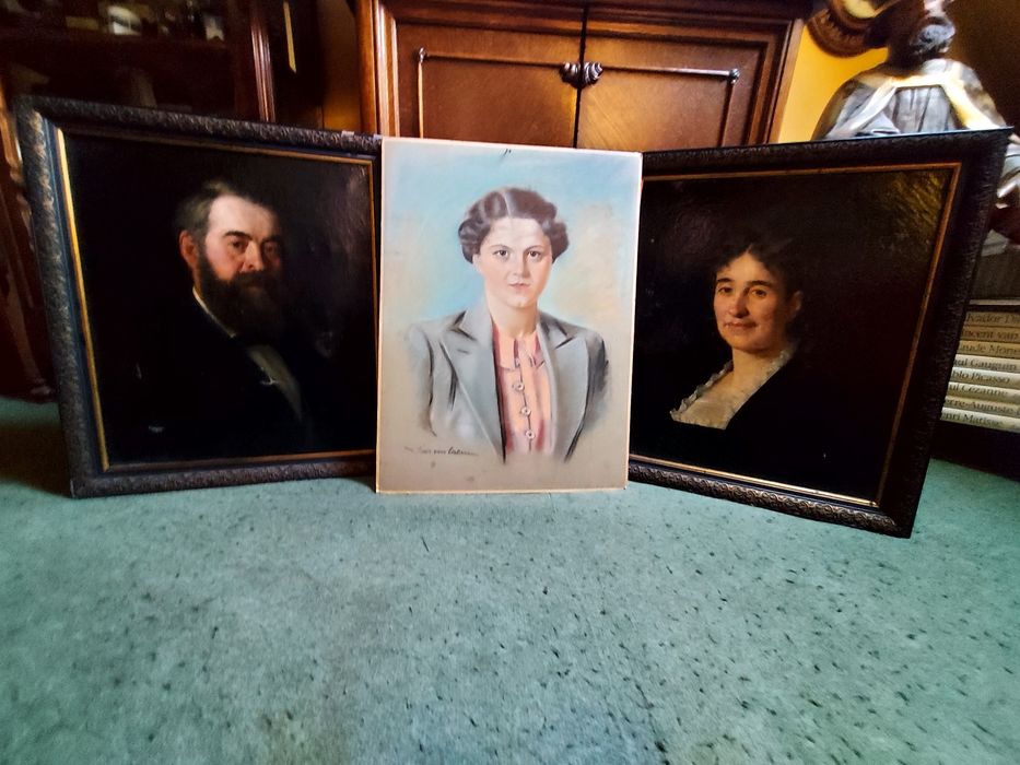 Bardzo ladny syg portret pastel stary 100% oryginal.