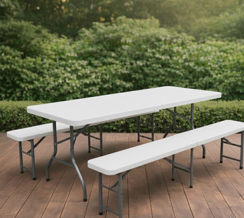 Zestaw cateringowy składany stół + 2 ławki 180cm Classic