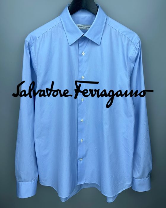 Salvatore Ferragamo чоловіча блакитна сорочка розмір L