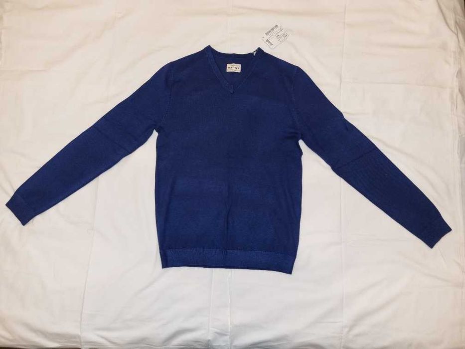 Sweter męski marki Montego, Peek & Cloppenburg ciemnoniebieski w serek