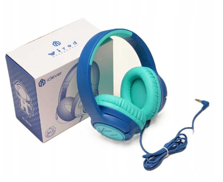 Słuchawki nauszne dla dzieci IClever IC-HS26 niebieskie przewodowe