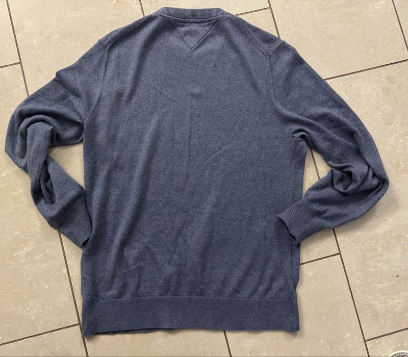 Tommy Hilfiger,męski sweter r.M niebieski extra stan bawełna + kaszmir