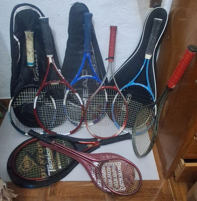 Conjunto de 8 Raquetes  e Sacos de Ténis