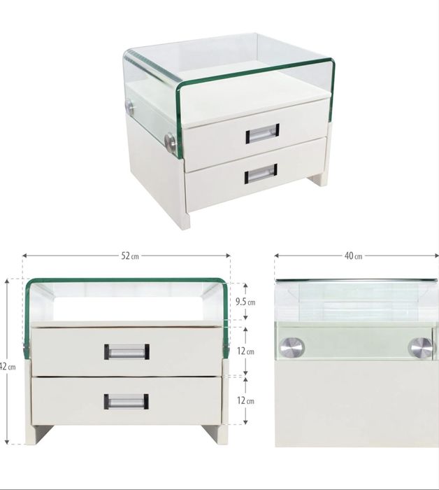 Mesa de cabeceira 2 x branca gavetas prateleira branca