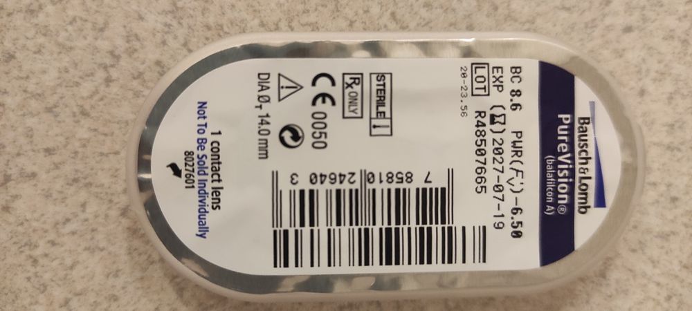 Soczewki miesięczne PureVision -6,5 5 szt