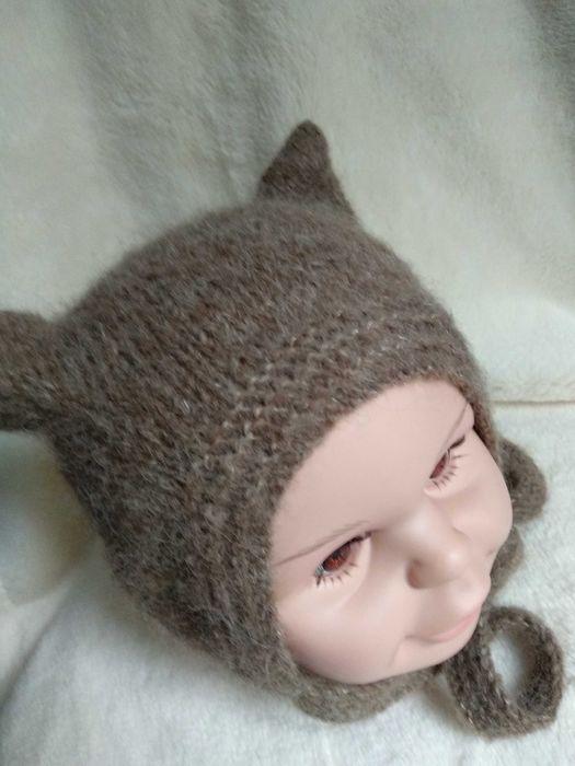 Czapka czapeczka kotek brąz