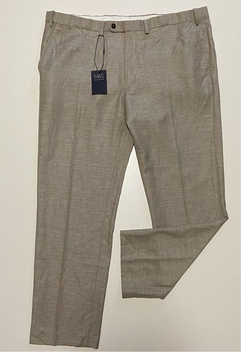 Marks & Spencer 3XL 42 Шерстяные Мужские брюки лён XXXL штаны спенсер