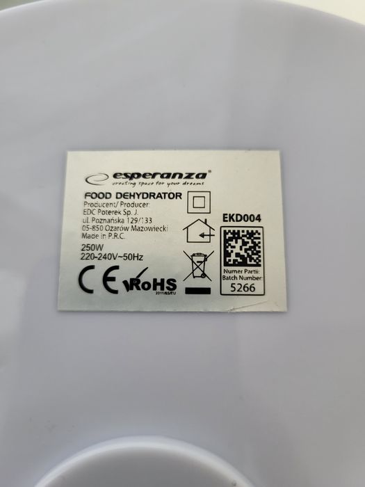 Сушарка для овочів та фруктів Esperanza EKD003