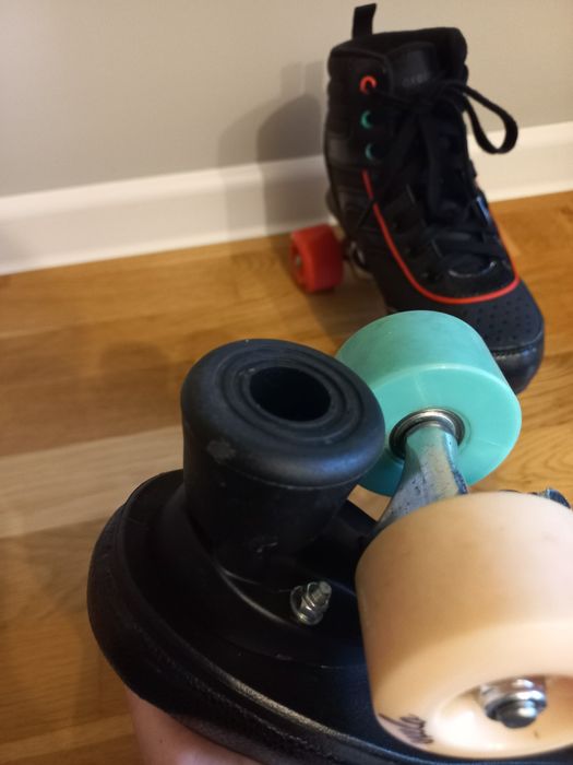 Wrotki dziecięce czarne, Oxelo rozmiar 36 RS QUAD 100 JR BLACK