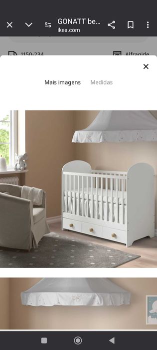 Berço com gavetas GONATT IKEA 60×120cm e Colchão de espuma 60×120×8cm