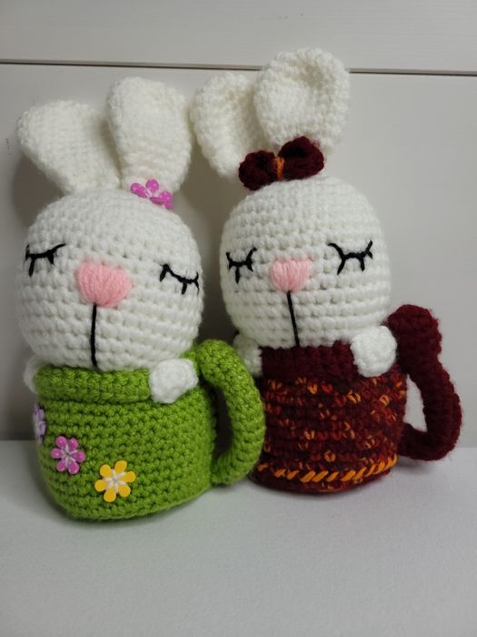 Іграшки в'язані ручна робота сплюшки зайчики зайчик плюшевий