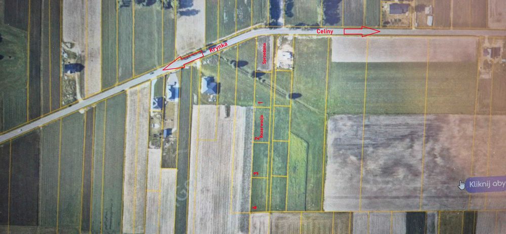 Działka budowlana przy drodze między Krynka Łukow - Celiny działki 4
