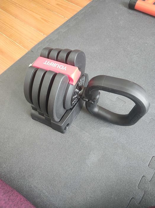 Kit de Pesos Ajustáveis 3 em 1 (20kg) Yourfit - Barra / Haltere / Kettlebell (Como Novo c/ Caixa)