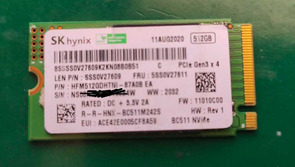 SK Hynix BC511 NVMe 512GB 2242
