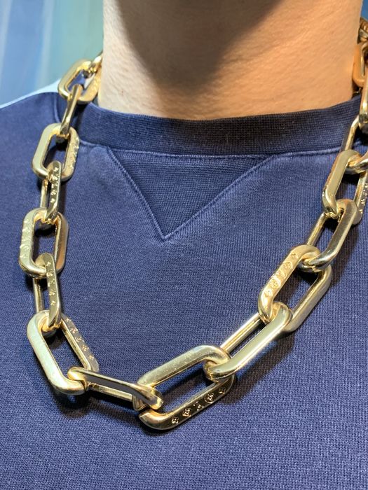 Мужская массивная цепь Louis Vuitton Monogram Chain Gold (303г / 60см)