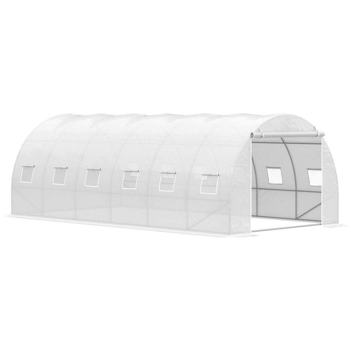 Estufa grande 6x3x2 m com cobertura PE 140 g/m² e estrutura metálica