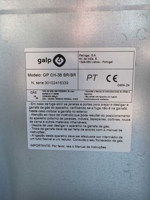 Aquecedor Gás Chama Azul (Vidro) - Galp