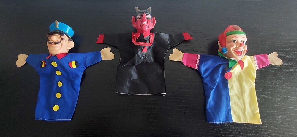 Conjunto de fantoches antigos em plástico da Hamleys