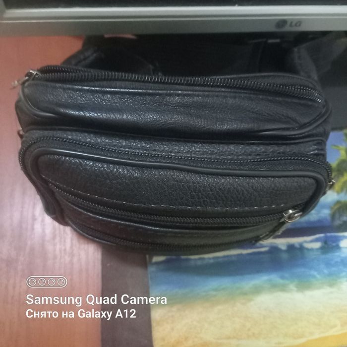 Мужская кожаная сумка на пояс