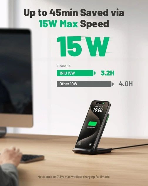 Нова бездротова зарядка INIU 15W Wireless Charger Stand (WI-211)