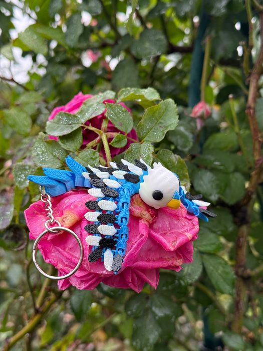 Papużka, Papuga Falista 3D – przegubowy brelok i mini figurka, zabawka