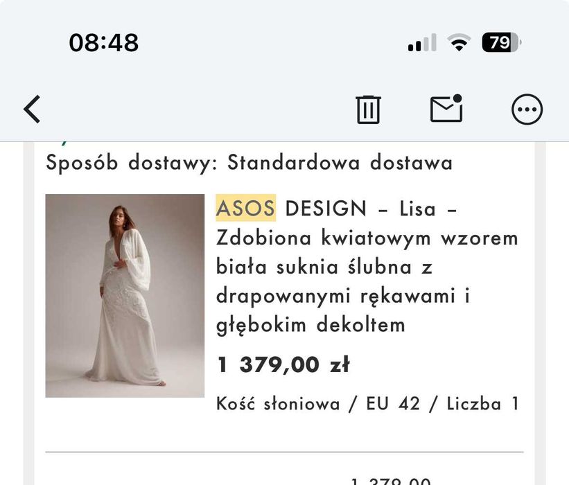 Suknia Ślubna ASOS, styl boho, rozmiar 42