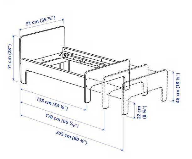 Cama de criança SLÄKT IKEA, 80x200 cm + barreiras + colchão