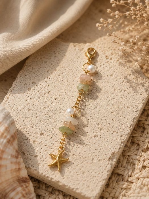 Brylloczek/Zawieszka boho z rozgwiazdą. Idealna do torebki i kluczy.