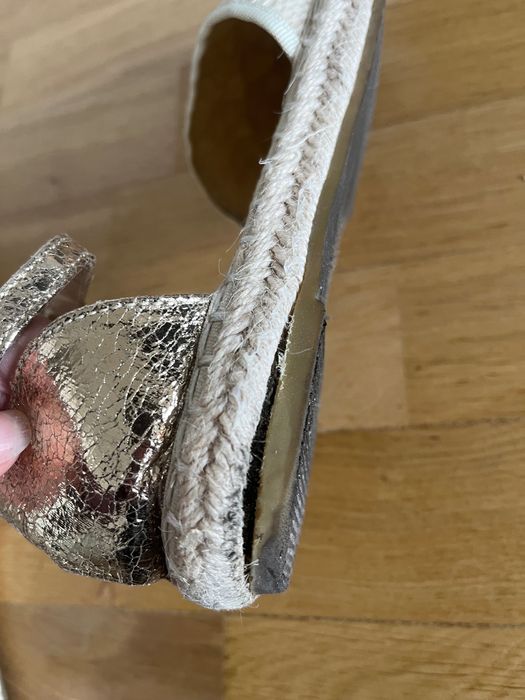 Przepiękne koronkowe espadryle boho / złote detale / r. 39