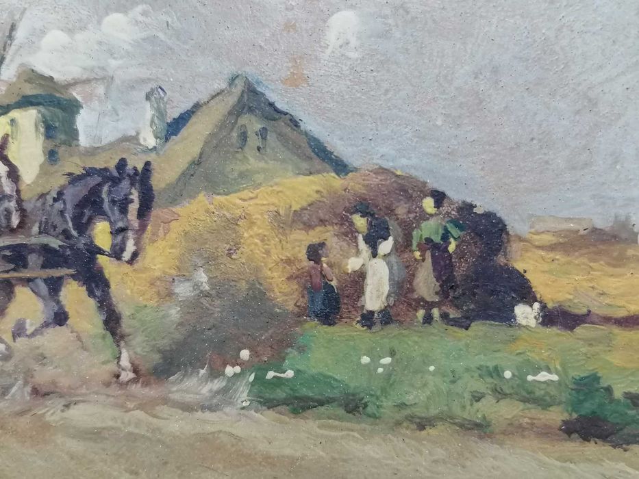 Scena wiejska, miniatura, Joseph Harencz pocz. XX w.