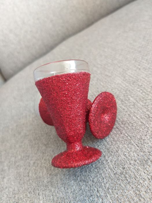 Kieliszki oszukane brokat bordo ślub 15ml